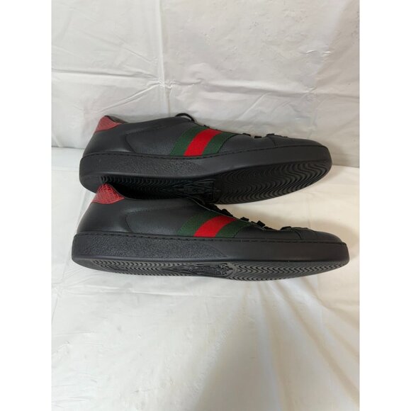 Gucci Ace Black Leather Python Embossed Leather Lace Up Sneakers Men size12 - Picture 11 of 16